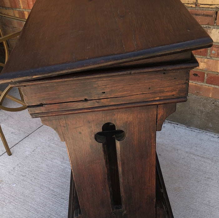 DARK OAK GOTHIC LECTURNE WITH LIFT TOP