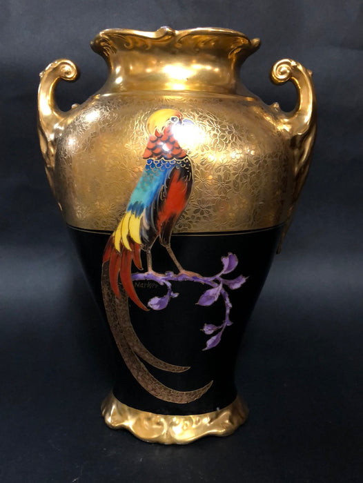 LARGE GOLD AND BLACK PICKARD VASE