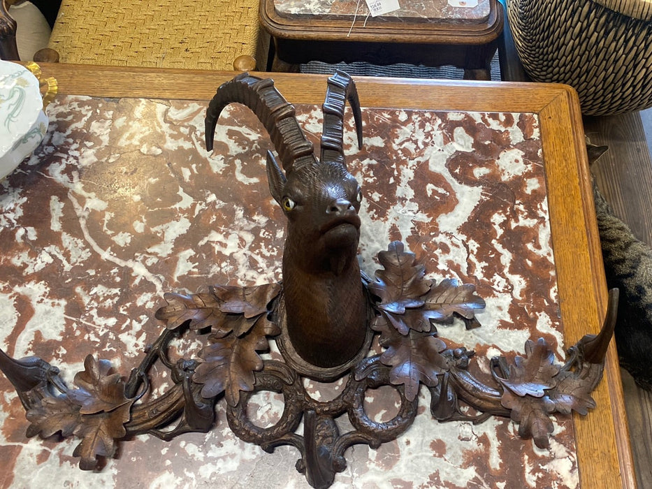 PIERCE CARVED BLACK FOREST ROEBUCK ANTELOPE HAT RACK