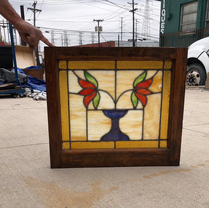 SLAG GLASS WINDOWS WITH FLOWERS