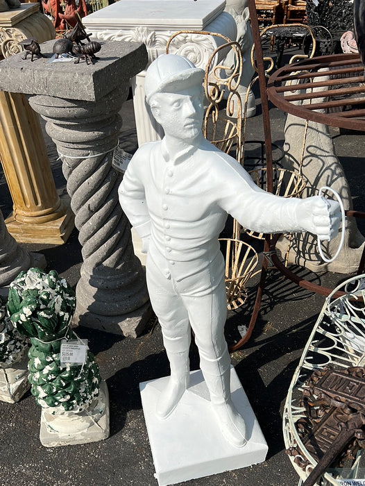 WHITE PAINTED CONCRETE JOCKEY