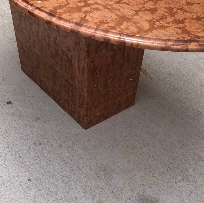 BROWN MARBLE PEDESTAL TABLE