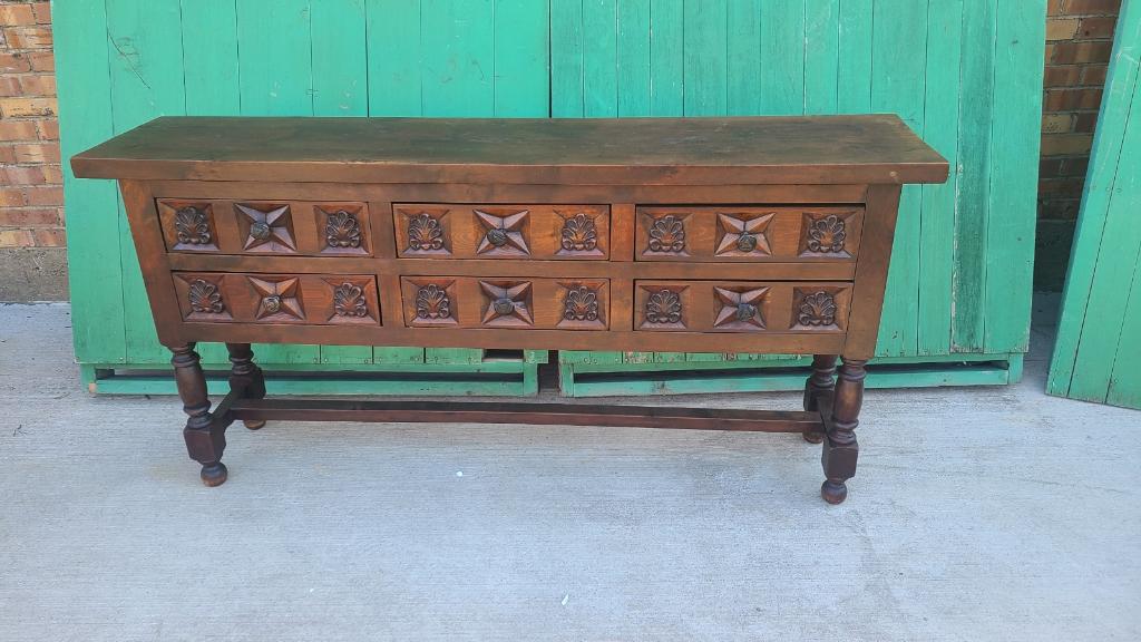 DARK ALDER RUSTIC CONSOLE TABLE WITH DRAWER