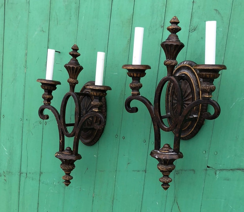 PAIR OF NOT OLD METAL WALL SCONCES