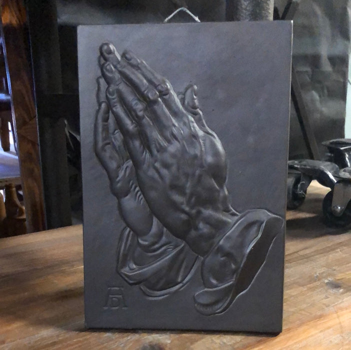 TERRA COTTA PRAYING HANDS PLAQUE