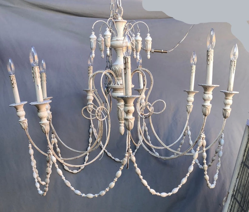 LARGE PAINTED 9 LIGHT CHANDELIER