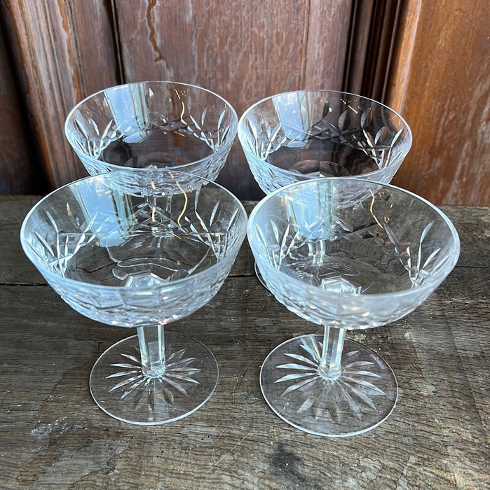 SET OF 4 CUT CRYSTAL CHAMPAGNE GLASSES