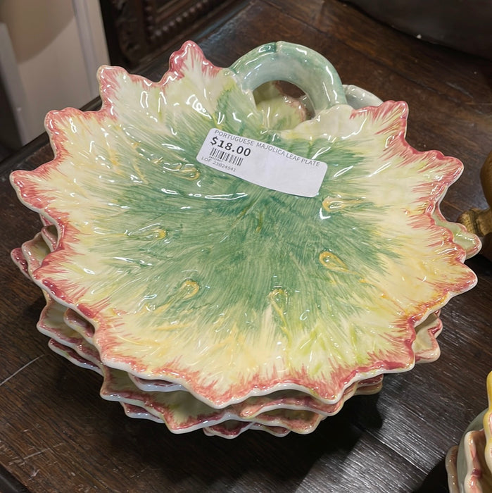 PORTUGUESE  MAJOLICA LEAF PLATES EACH 10 TIMES