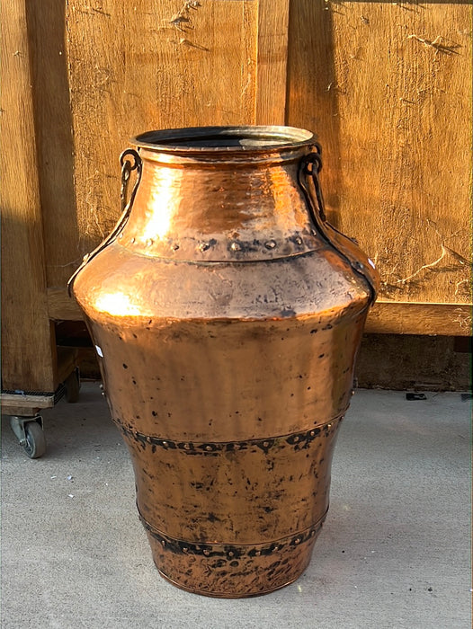 LARGE COPPER HANDMADE URN WITH HANDLES