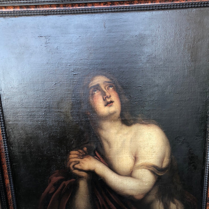 LARGE 18TH CENTURY MARY MAGDALENE OIL PAINTING ON CANVAS IN 20TH C, FRAME