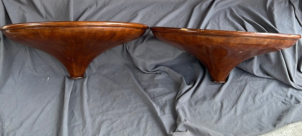 PAIR OF LARGE MAHOGANY DEMILUNE BRACKETS SHELVES