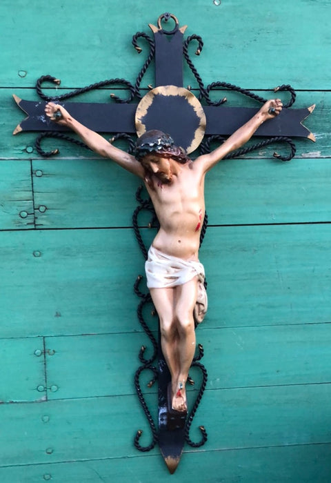 IRON CROSS WITH COMPOSITE JESUS CRUIFIX