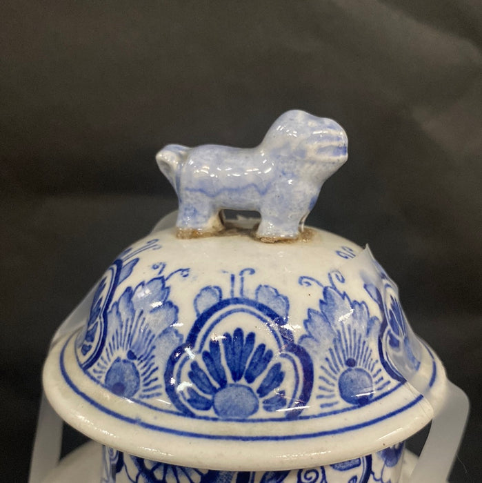 SMALL DELFT LIDDED URN WITH WINDMILL