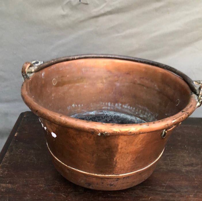 EARLY HAND WROUGHT COPPER JAM POT