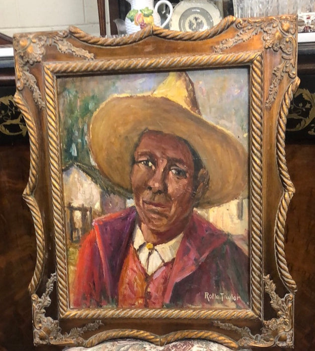 FRAMED OIL PAINTING "UNCLE PEDRO" BY ROLLA TAYOR
