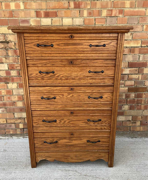 AMERICAN OAK HIGH BOY CHEST OF DRAWERS