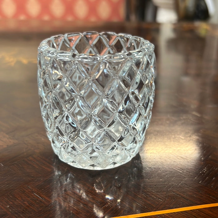 DIAMOND PATTERN PRESSED GLASS TOOTHPICK HOLDER