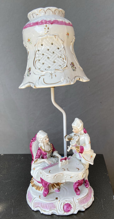 ITALIAN MUSICIANS PORCELAIN LAMP - AS FOUND