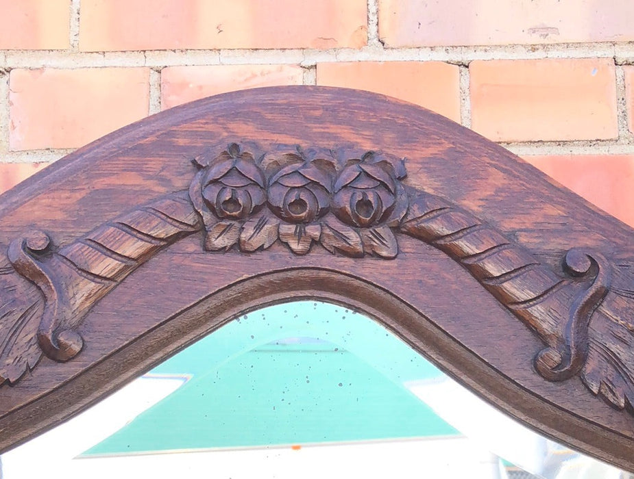 DECO FRUIT CARVED OAK MARBLE TOP CHINA BUFFET