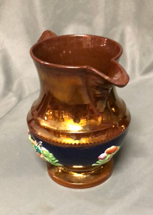 SMALL COPPER LUSTER PITCHER WITH MAN