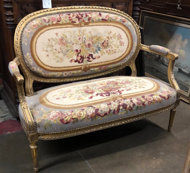 LOUIS XVI GILT SETTEE