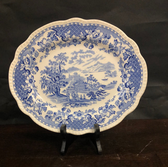SMALL OVAL ENGLISH TRANSFER PLATTER - ASIAN SCENE