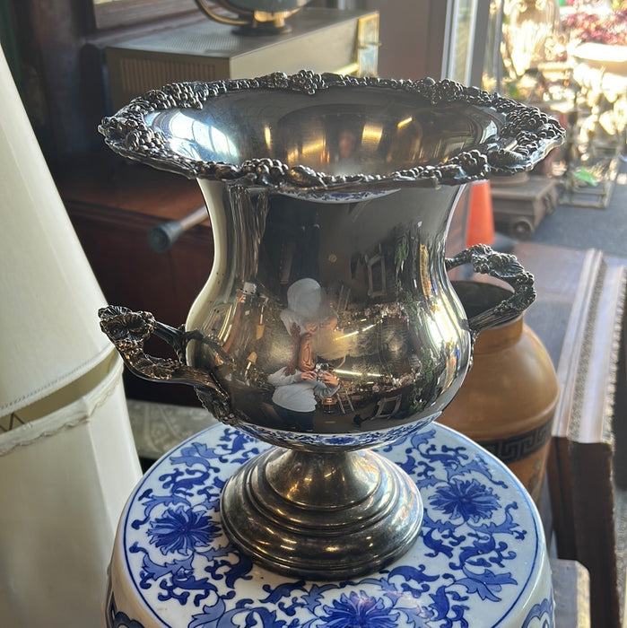 GREY RELIEF SILVERPLATE CHAMPAGNE BUCKET WITH HANDLES