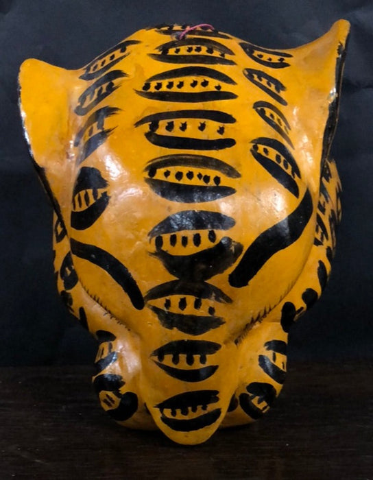 CARVED AND PAINTED WILD CAT HEAD