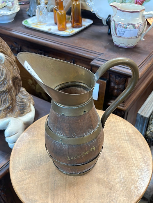 TINY BARREL PITCHER WITH BRASS