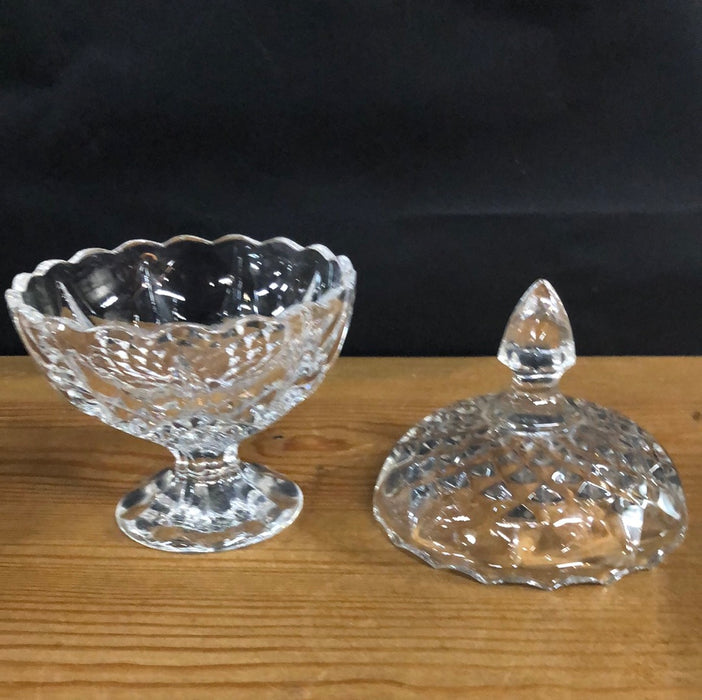 PRESSED GLASS SMALL LIDDED FOOTED DISH