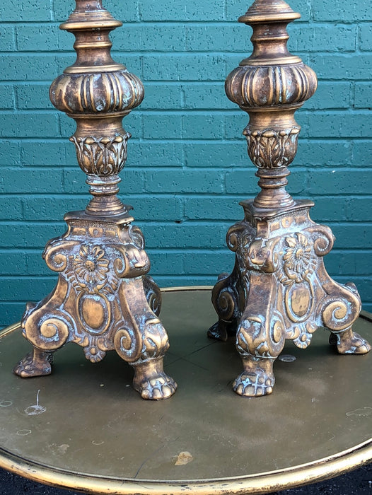 PAIR OF BRONZE CHURCH PRICKETS