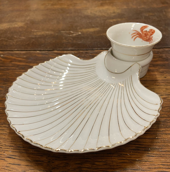 SET OF 12 SHELL DISHES AND DIPPING CUPS FOR SEAFOOD