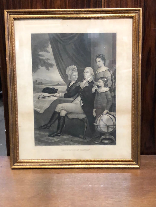 FRAMED ENGRAVING OF PRESIDENT WASHINGTONS FAMILY