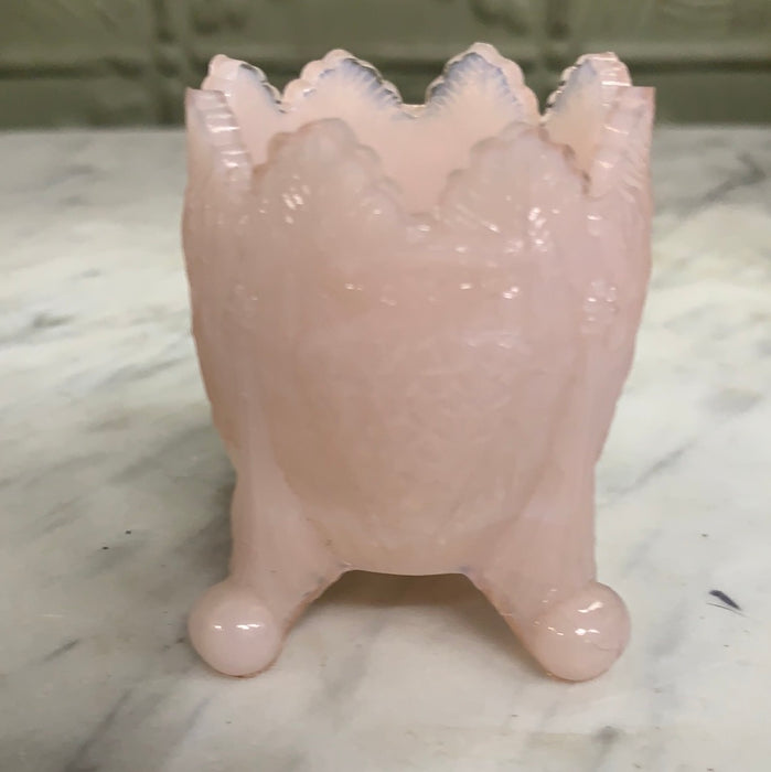 PINK SLAG GLASS TOOTHPICK HOLDER