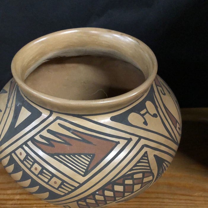 SMALL AMERICAN INDIAN GLAZED TERRA COTTA VASE-GREY AND BROWN