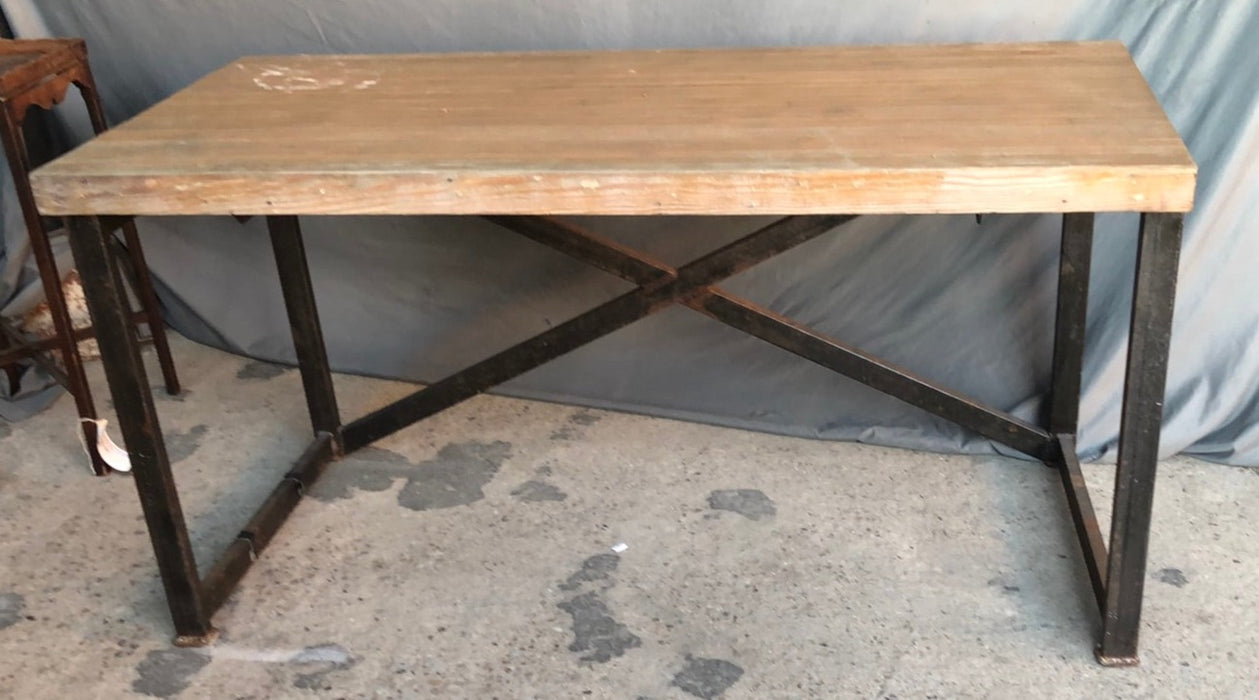 IRON BASE BUTCHER BLOCK TOP DESK