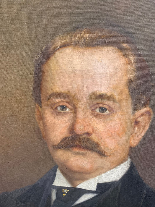 GILT FRAMED OIL PAINTING OF A MUSTACHED ENGLISH CHAP