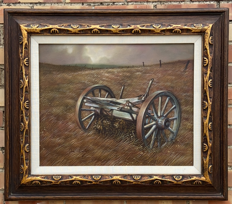 WAGON IN THE WHEAT OIL PAINTING SIGNED JIM DALY