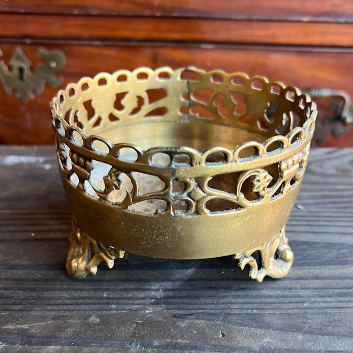 BRASS SMALL ROUND BOWL WITH PIERCED EDGE