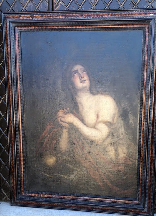 LARGE 18TH CENTURY MARY MAGDALENE OIL PAINTING ON CANVAS IN 20TH C, FRAME