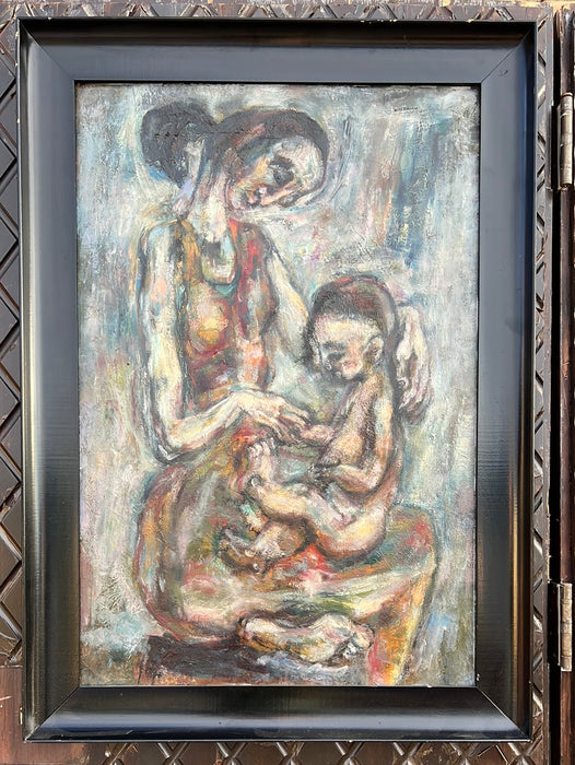 PAINTING OF MOTHER AND CHILD BY SELMA WALDMAN 1931-2008