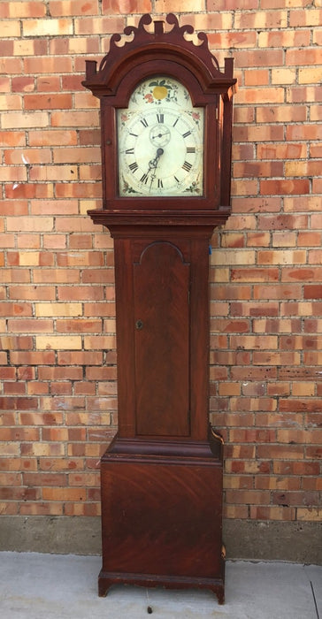 EARLY GRANDFATHER CLOCK WITH FAUX GRAIN