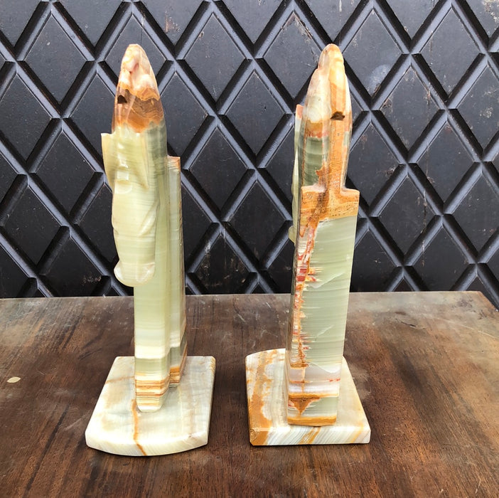 PAIR OF ONYX HORSE BOOKENDS
