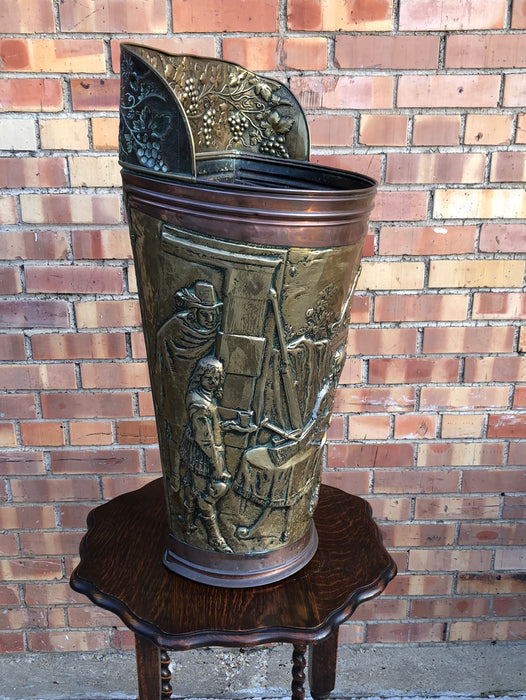 BRASS AND COPPER EMBOSSED UMBRELLA OR STICK STAND