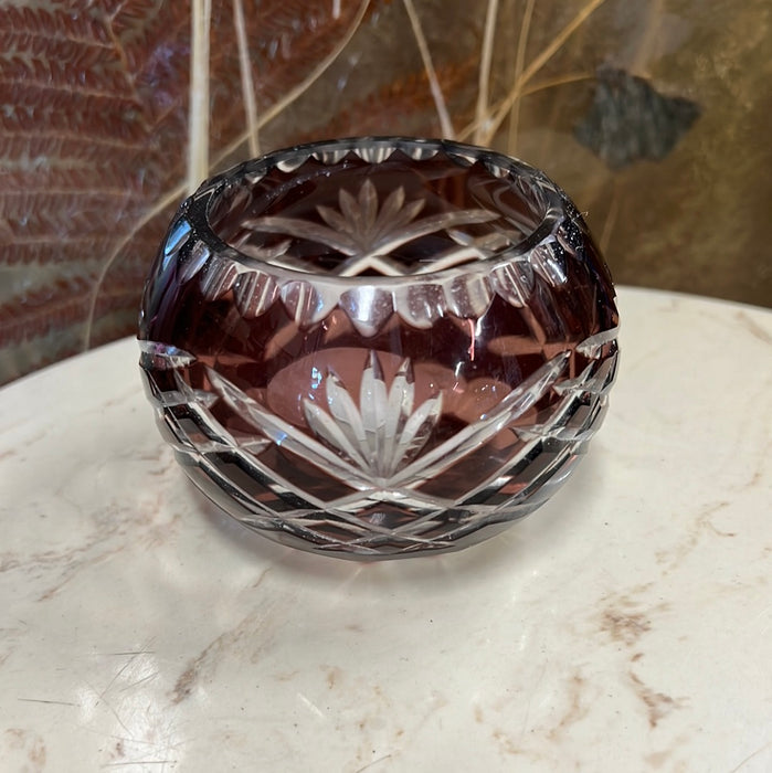 AMETHYST CUT TO CLEAR CRYSTAL VOTIVE HOLDER