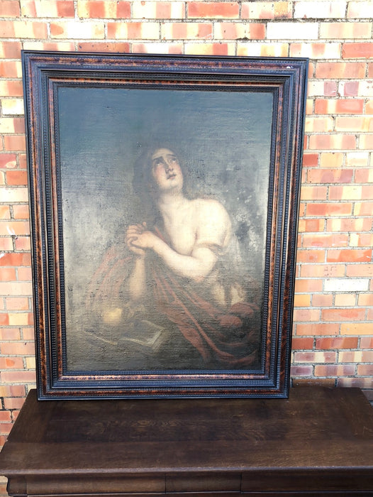 LARGE 18TH CENTURY MARY MAGDALENE OIL PAINTING ON CANVAS IN 20TH C, FRAME