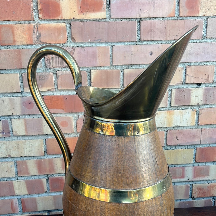 OAK AND BRASS UMBRELLA HOLDER (PITCHER)