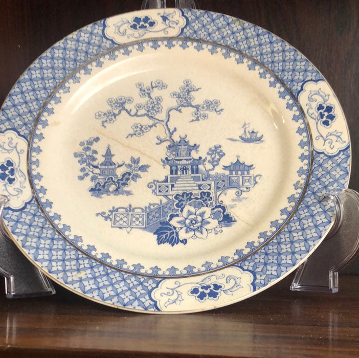 MEAKIN BLUE WILLOW PLATE AS FOUND