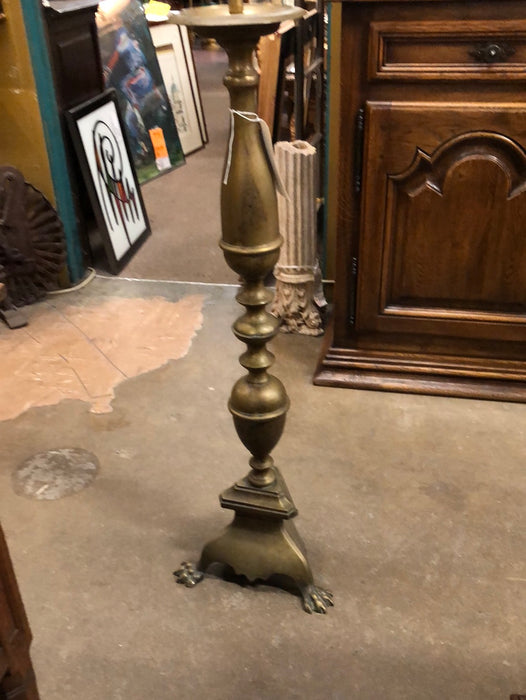 TALL BRASS PRICKET CANDLE HOLDER WITH PAW FEET