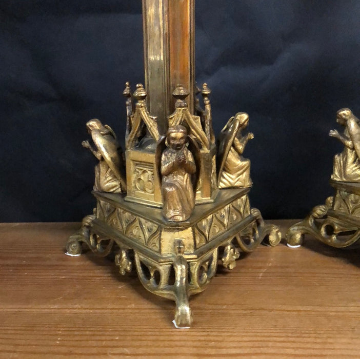 PAIR OF BRASS CHURCH ANGEL CANDLESTICKS